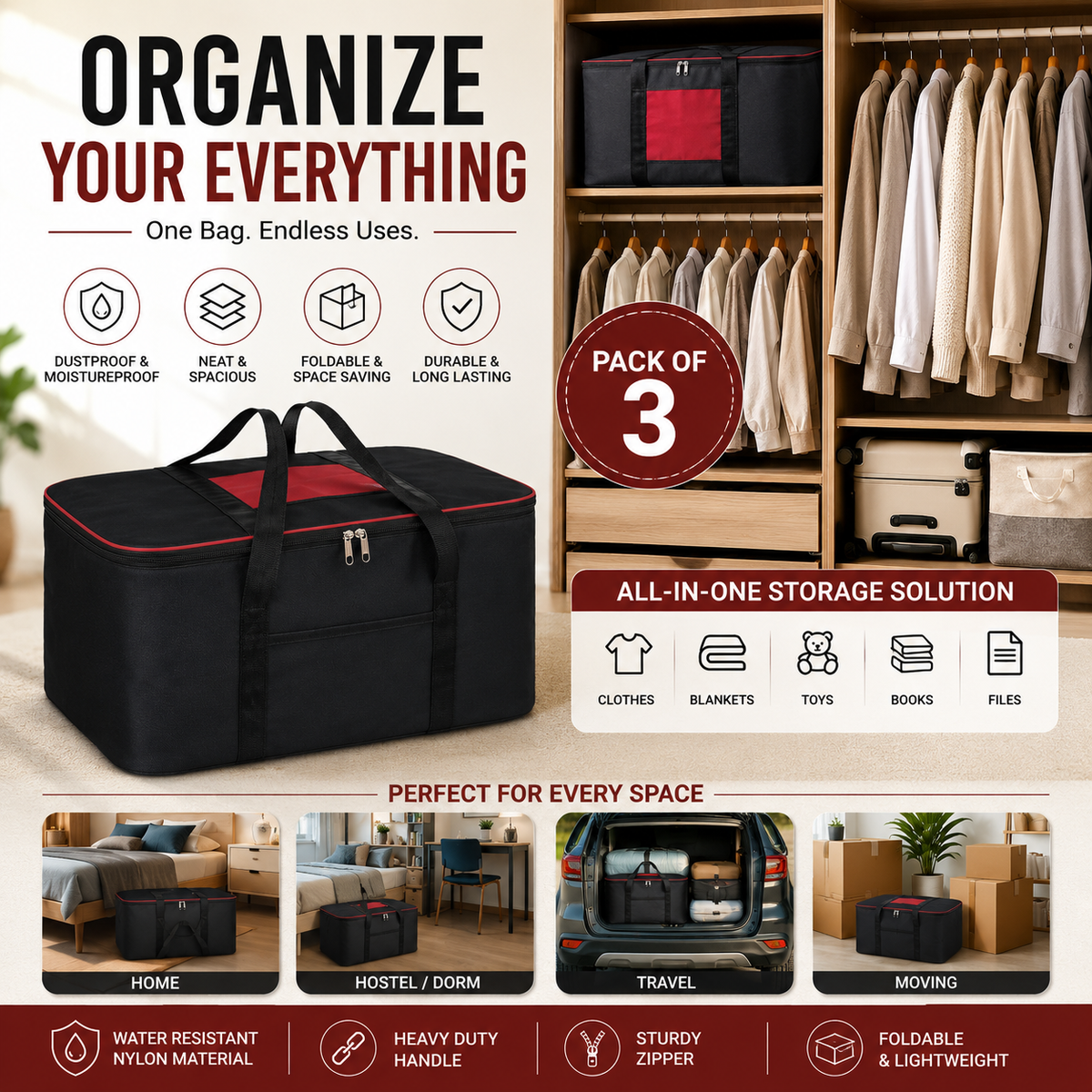 SuperBags™ Premium Nylon Underbed Storage Bags