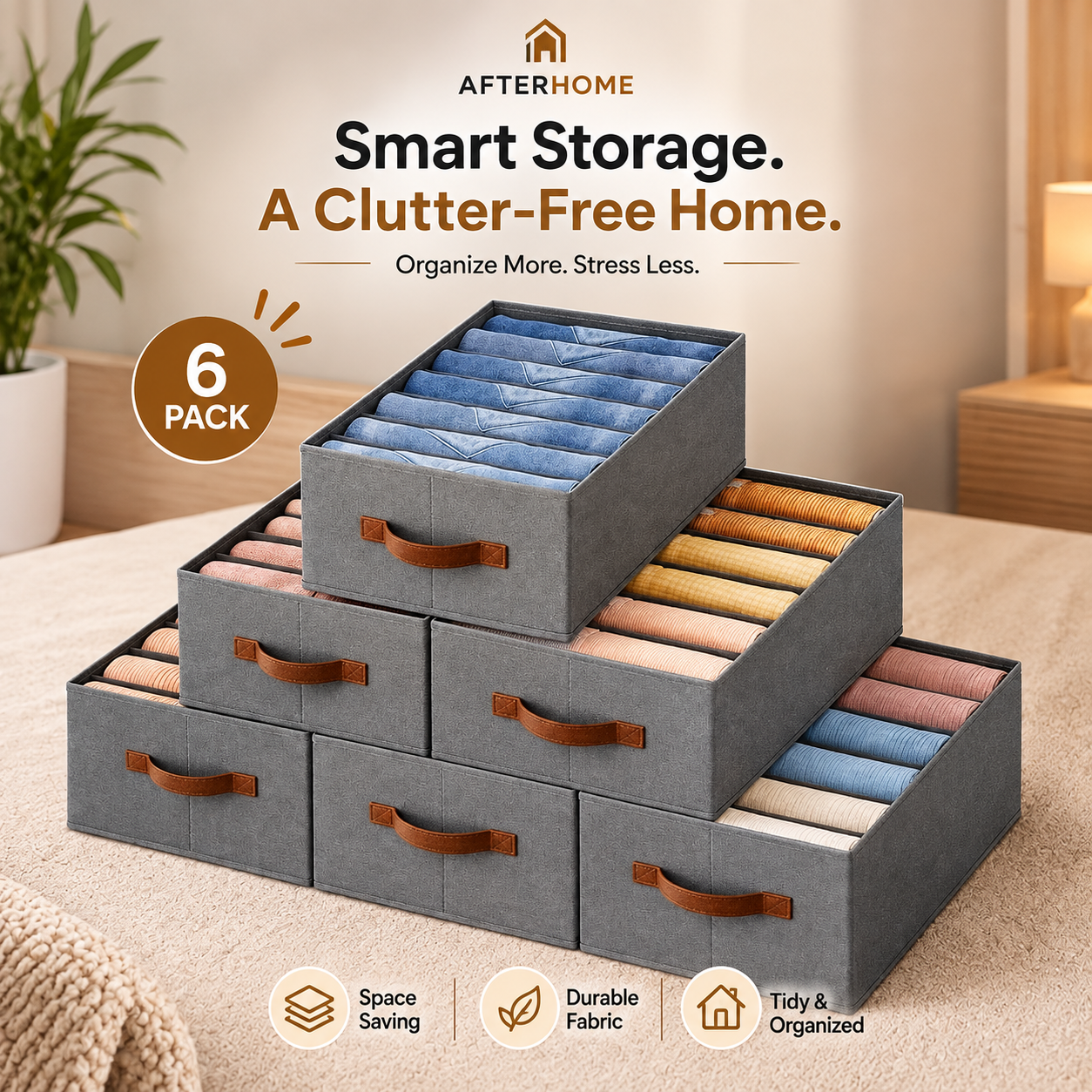 Foldable Clothes Space Organizer — Set Of 6