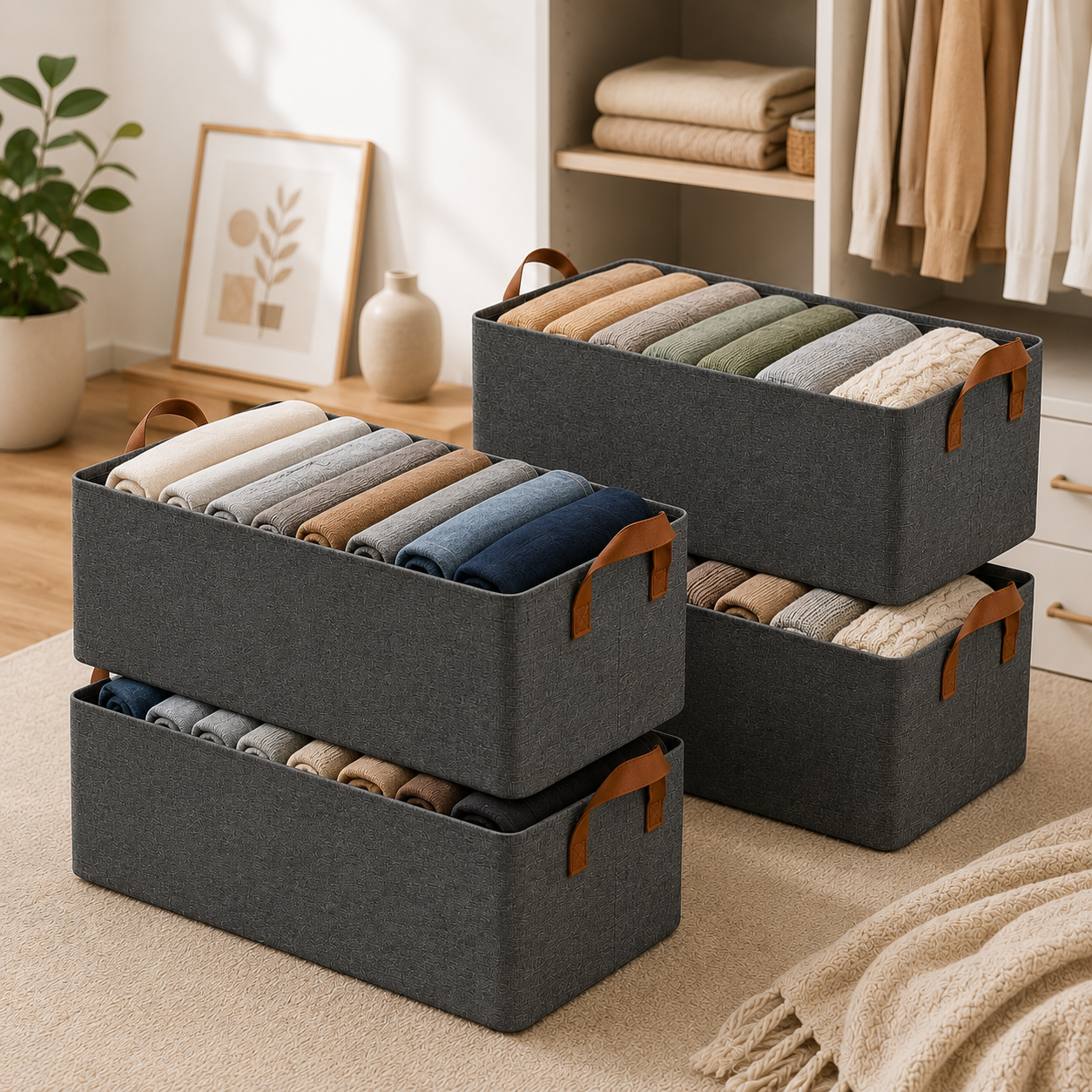Foldable Clothes Space Organizer — Pack Of 4